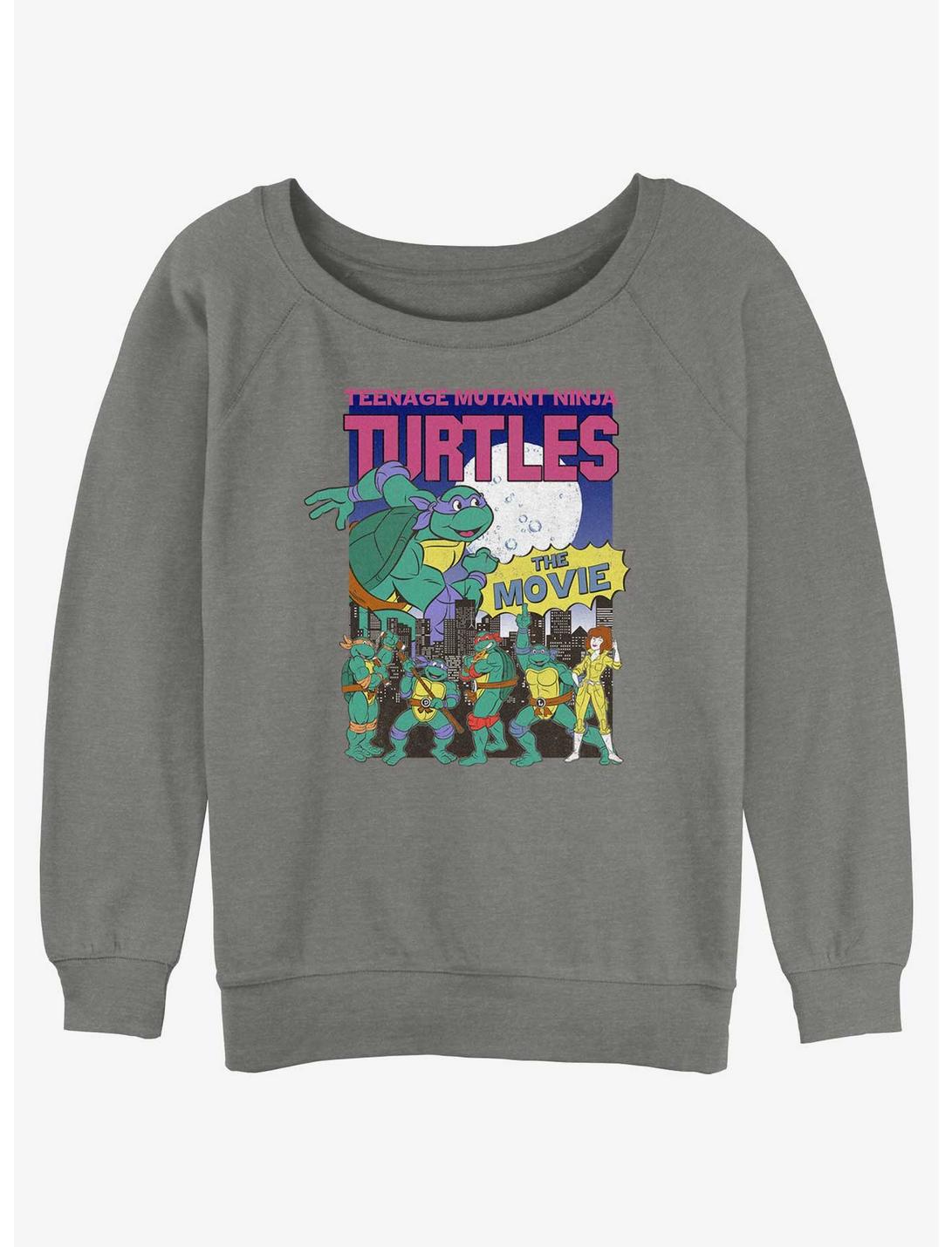 Teenage Mutant Ninja Turtles Vintage Turtles Poster Womens Slouchy Sweatshirt, GRAY HTR, hi-res