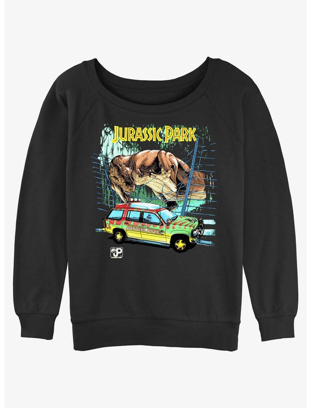 Jurassic Park Vintage Jurassic Drive Womens Slouchy Sweatshirt, BLACK, hi-res