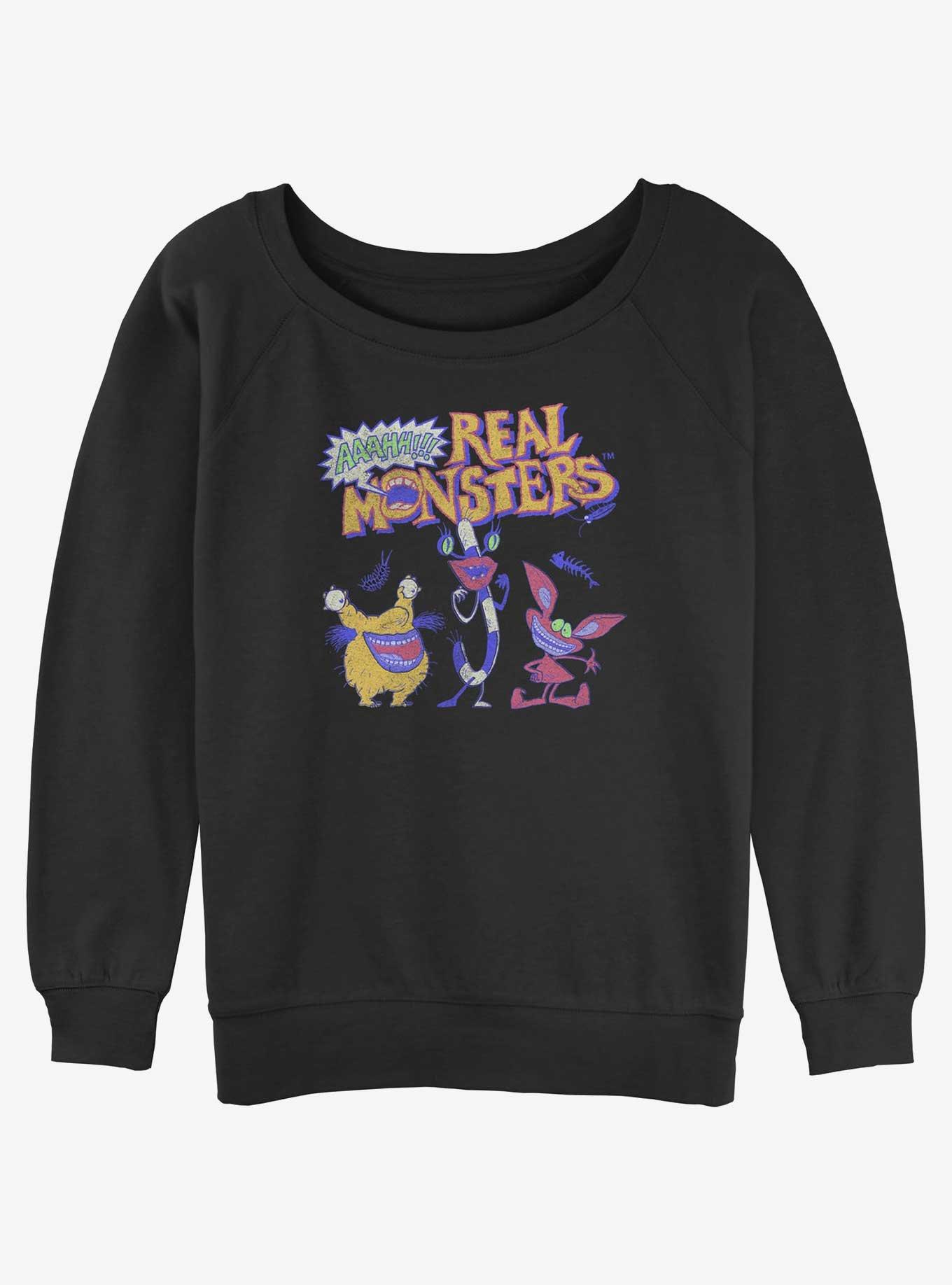 Nickelodeon Real Monsters Womens Slouchy Sweatshirt, BLACK, hi-res