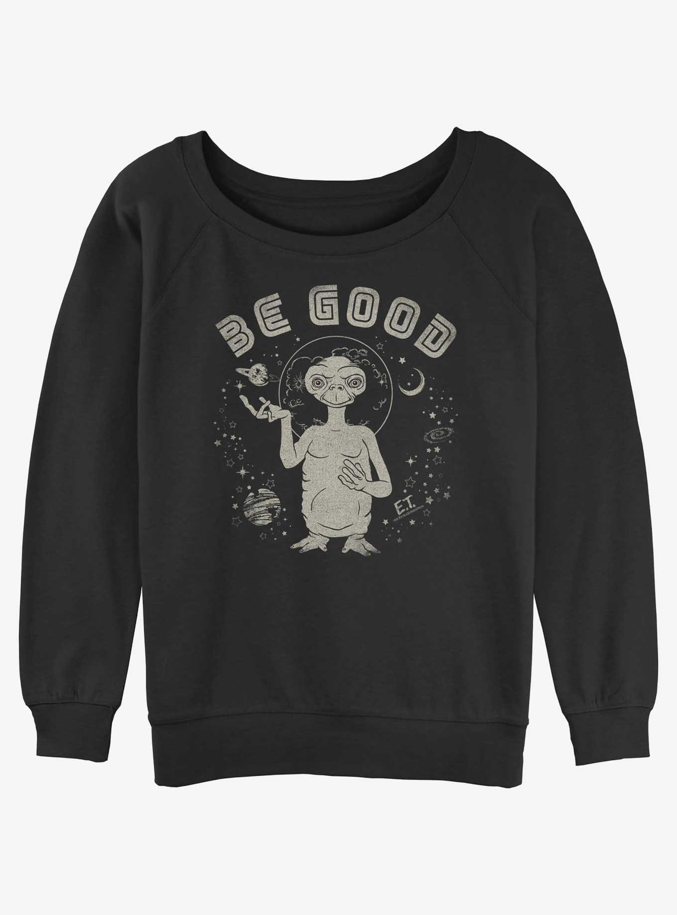 E.T. the Extra-Terrestrial Be Good Cosmic Womens Slouchy Sweatshirt, BLACK, hi-res