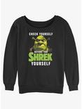 Shrek Check Yourself Before You Shrek Yourself Womens Slouchy Sweatshirt, BLACK, hi-res