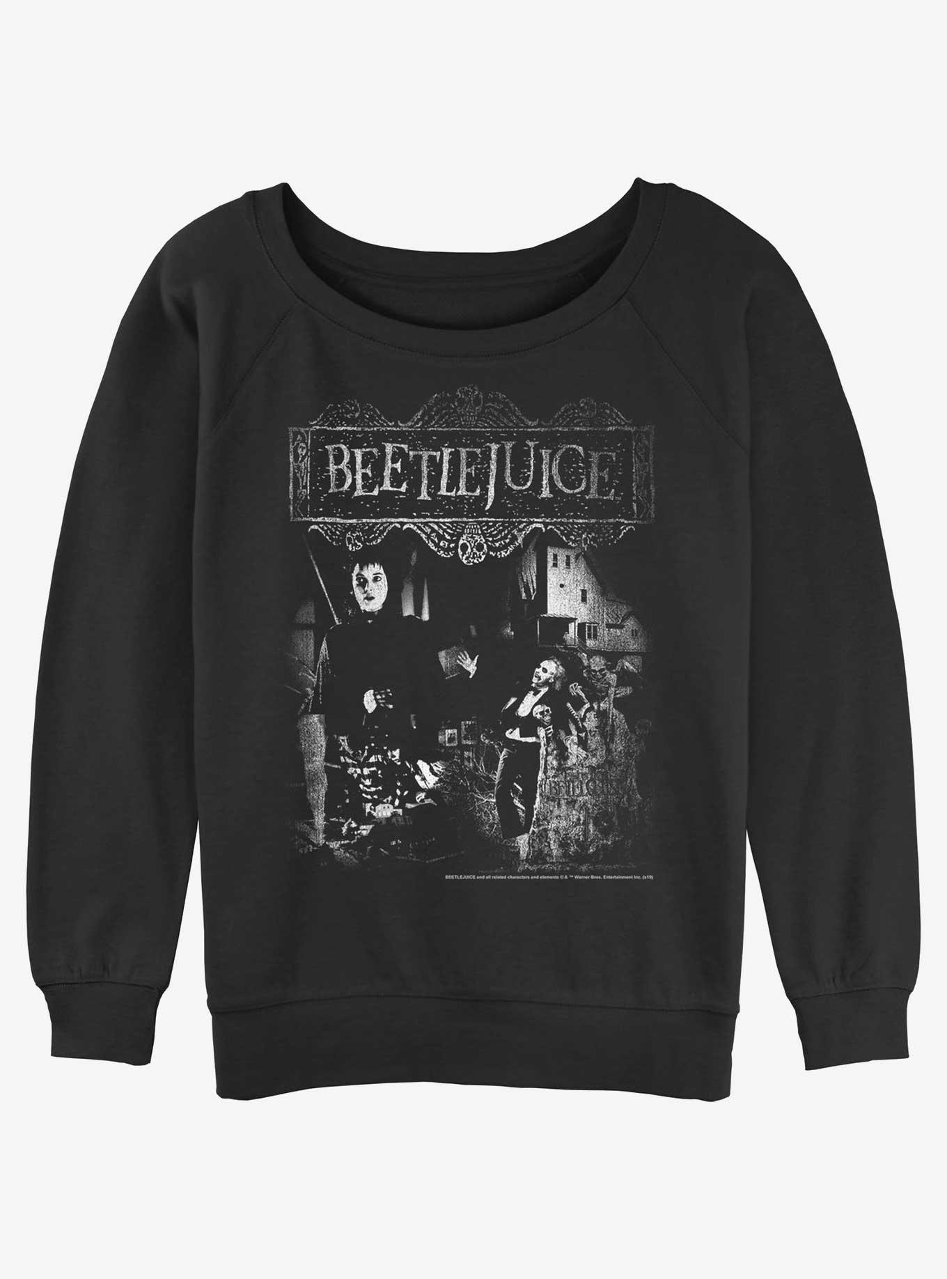 Beetlejuice Poster Womens Slouchy Sweatshirt, BLACK, hi-res