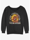 Looney Tunes Acme Corporation Testing Division Womens Slouchy Sweatshirt, BLACK, hi-res