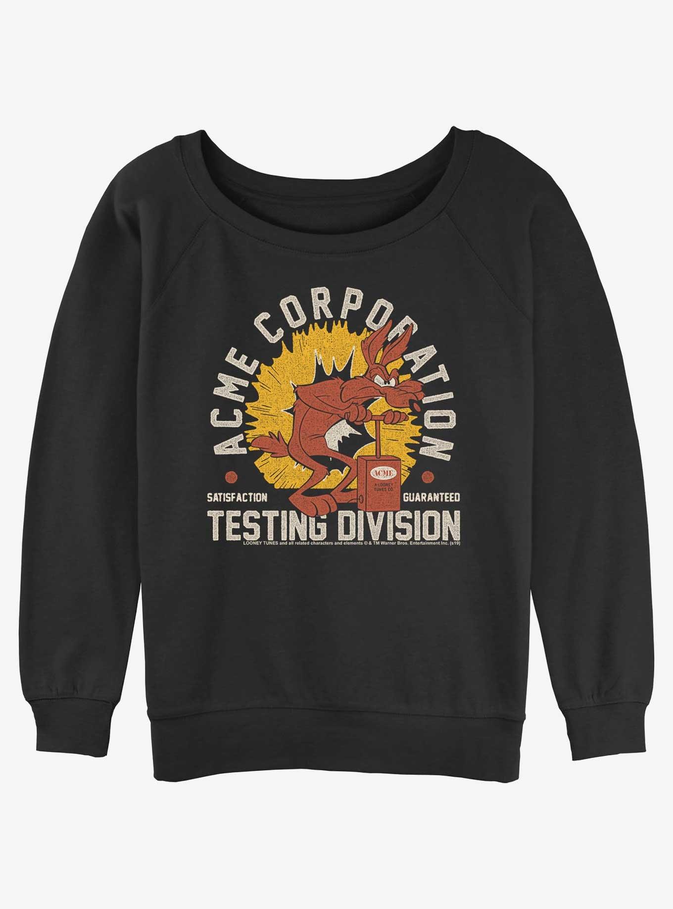 Looney Tunes Acme Corporation Testing Division Womens Slouchy Sweatshirt, , hi-res