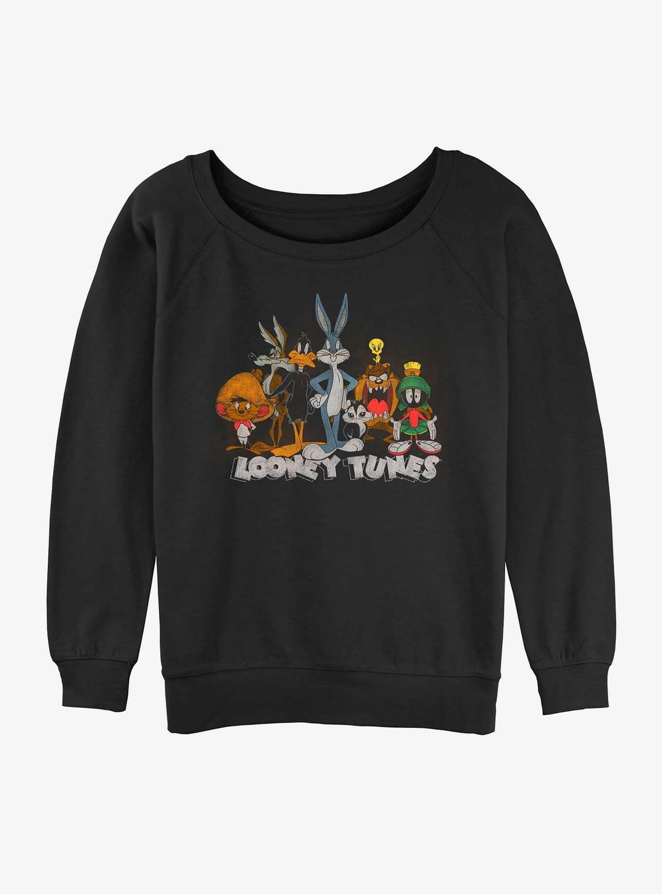 Looney Tunes Looney Crew Womens Slouchy Sweatshirt, BLACK, hi-res