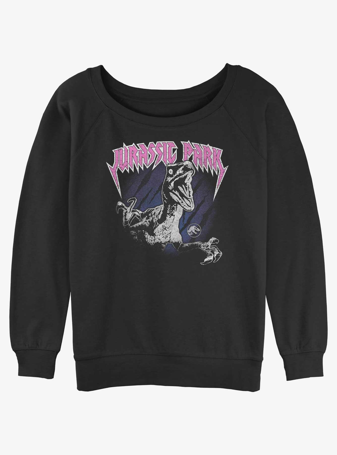 Jurassic Park Metal Raptor Womens Slouchy Sweatshirt, BLACK, hi-res