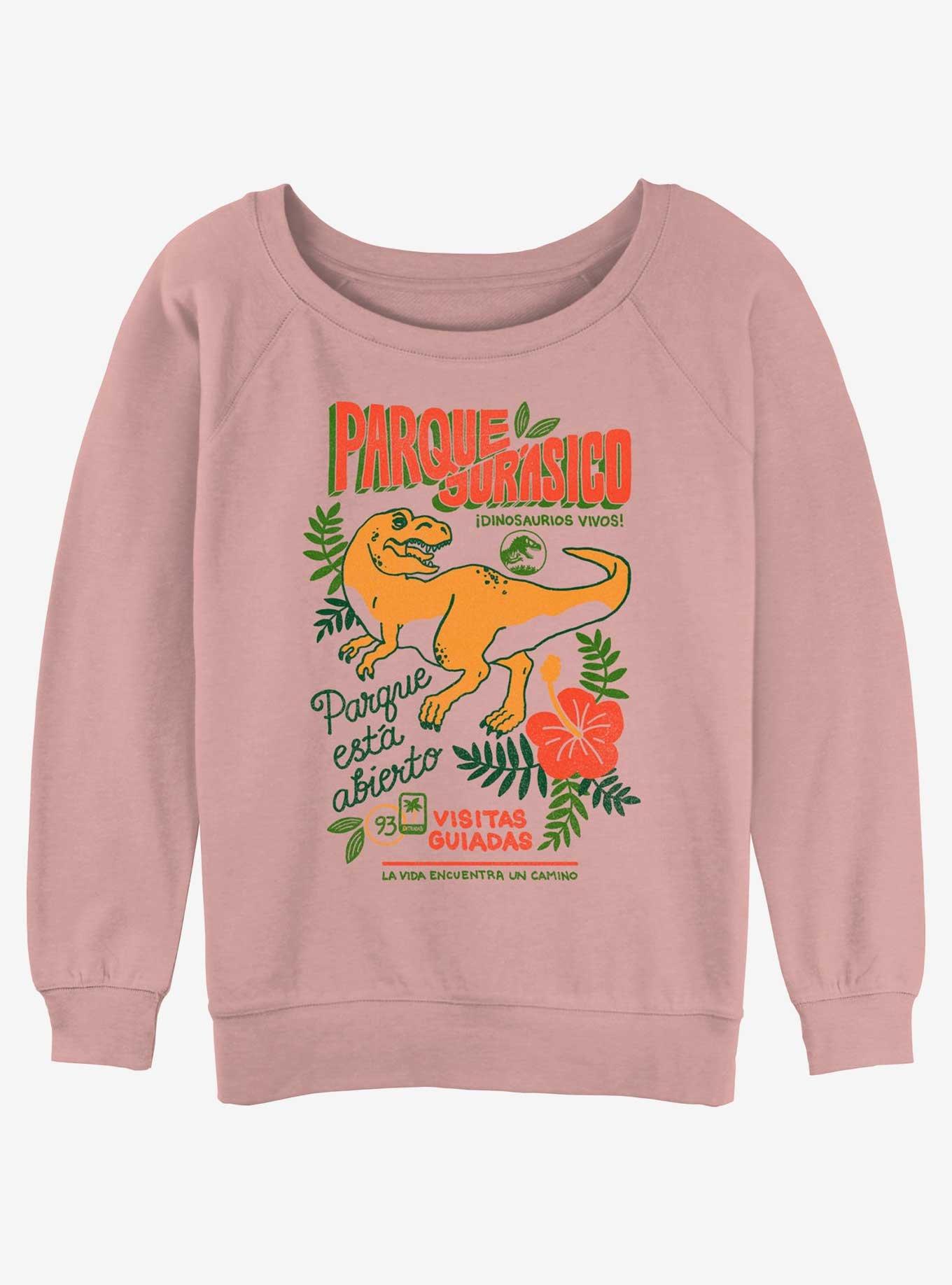 Jurassic Park Vacation Dinos Womens Slouchy Sweatshirt, DESERTPNK, hi-res