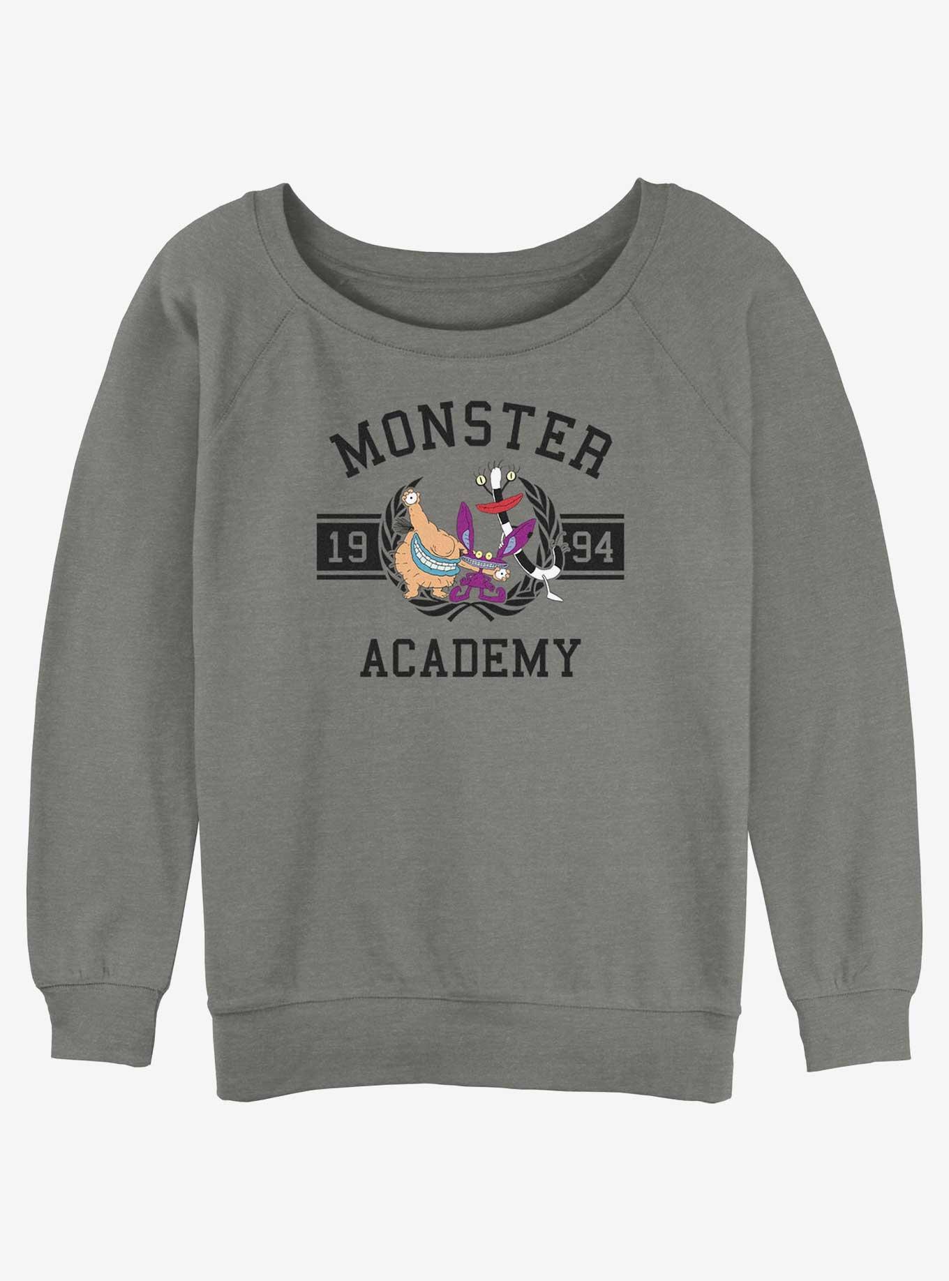 Nickelodeon Monster Academy Womens Slouchy Sweatshirt, GRAY HTR, hi-res