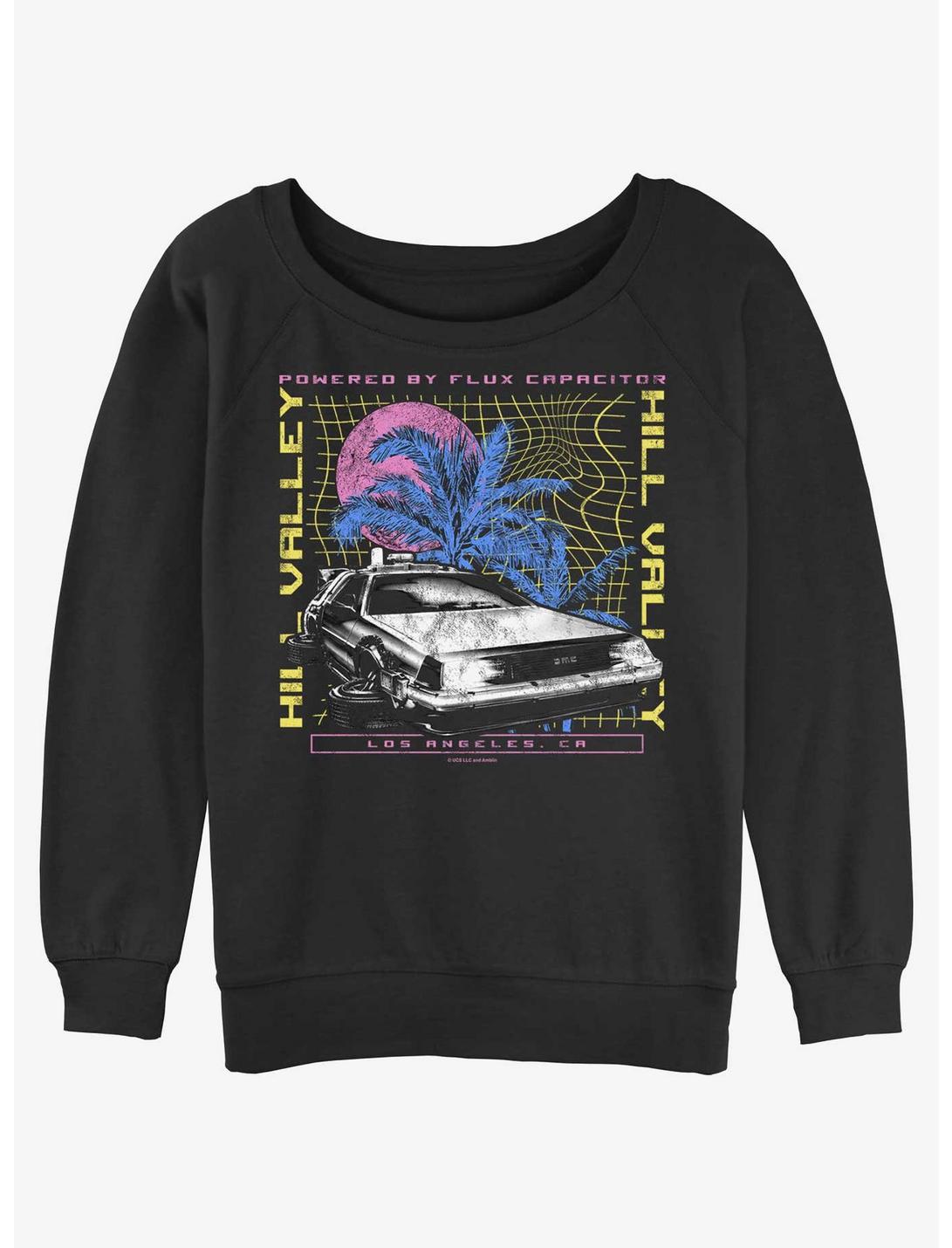 Back to the Future Delorean Destination Womens Slouchy Sweatshirt, BLACK, hi-res