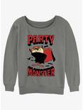 Looney Tunes Taz Party Monster Womens Slouchy Sweatshirt, GRAY HTR, hi-res