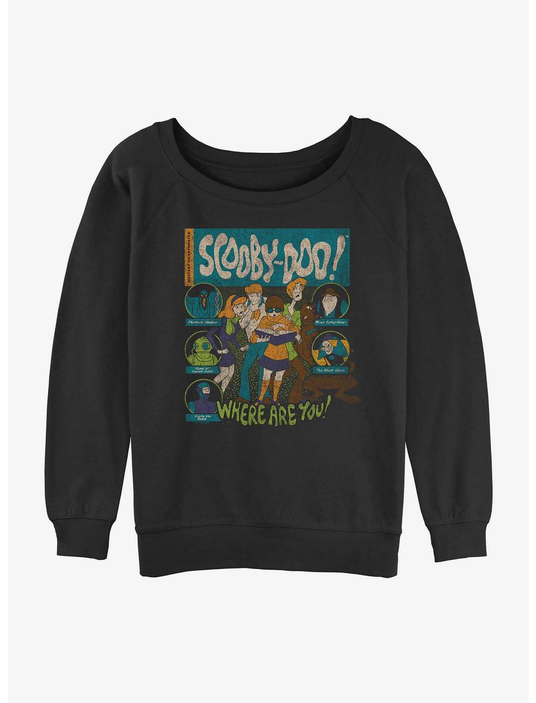 Scooby-Doo Mystery Poster Womens Slouchy Sweatshirt, BLACK, hi-res