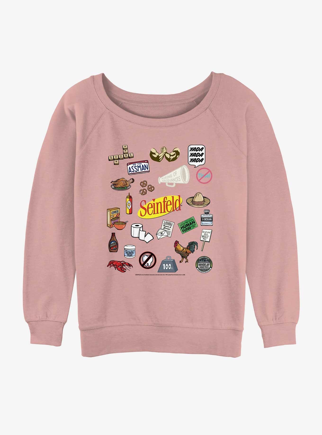 Seinfeld Item Jumble Womens Slouchy Sweatshirt, DESERTPNK, hi-res