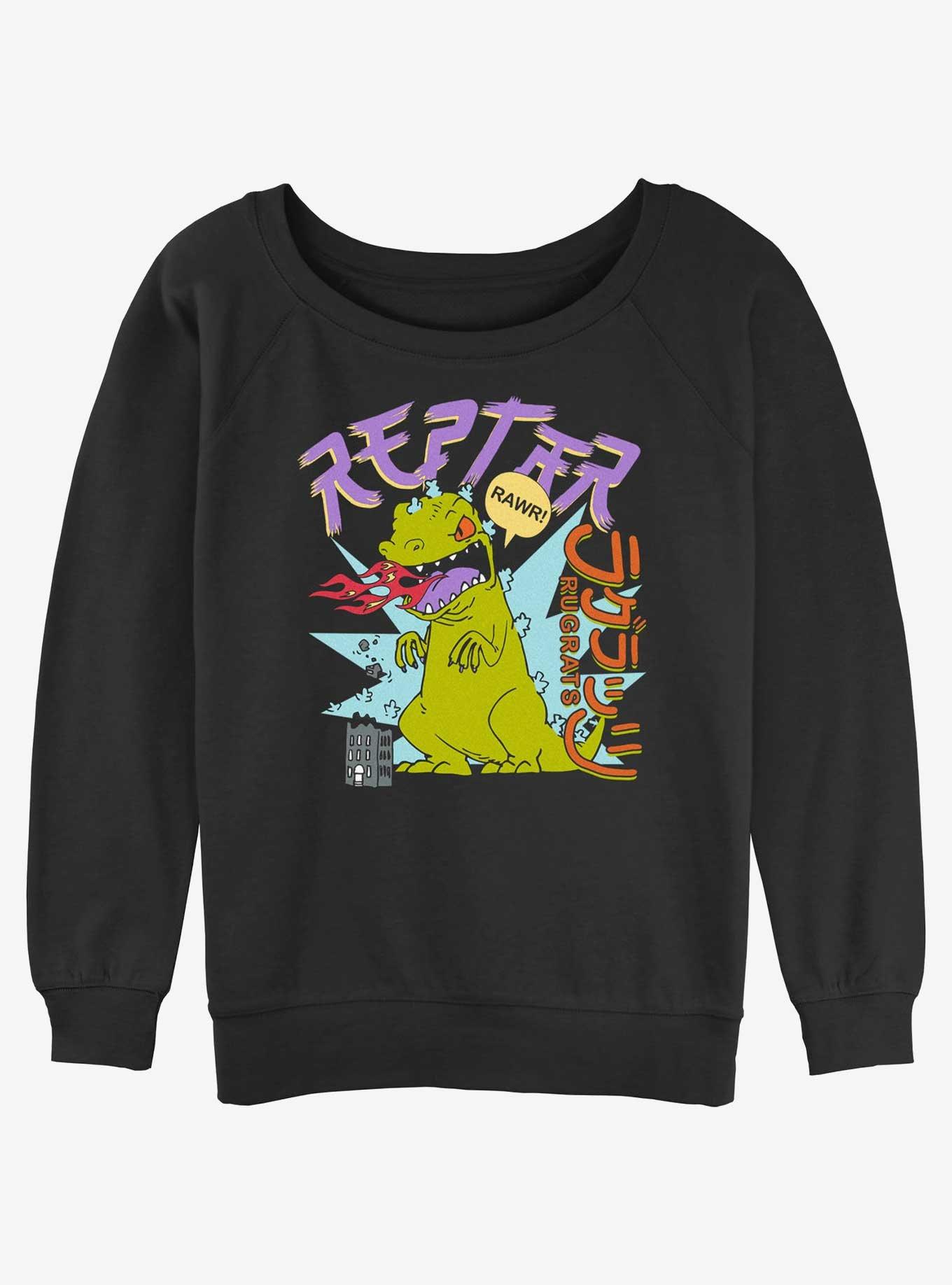 Rugrats Reptar Rawr Womens Slouchy Sweatshirt, BLACK, hi-res