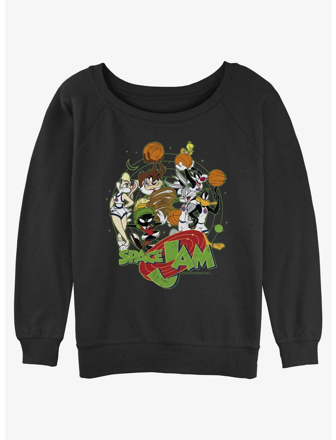 Space Jam Characters In Space Womens Slouchy Sweatshirt, BLACK, hi-res