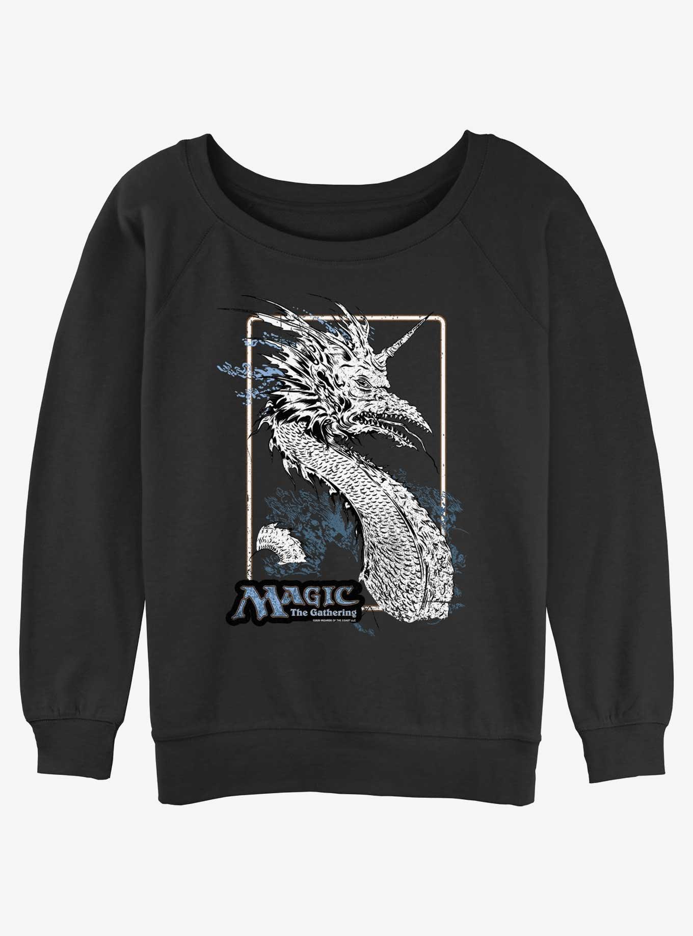 Magic: The Gathering Sea Dragon Womens Slouchy Sweatshirt, BLACK, hi-res