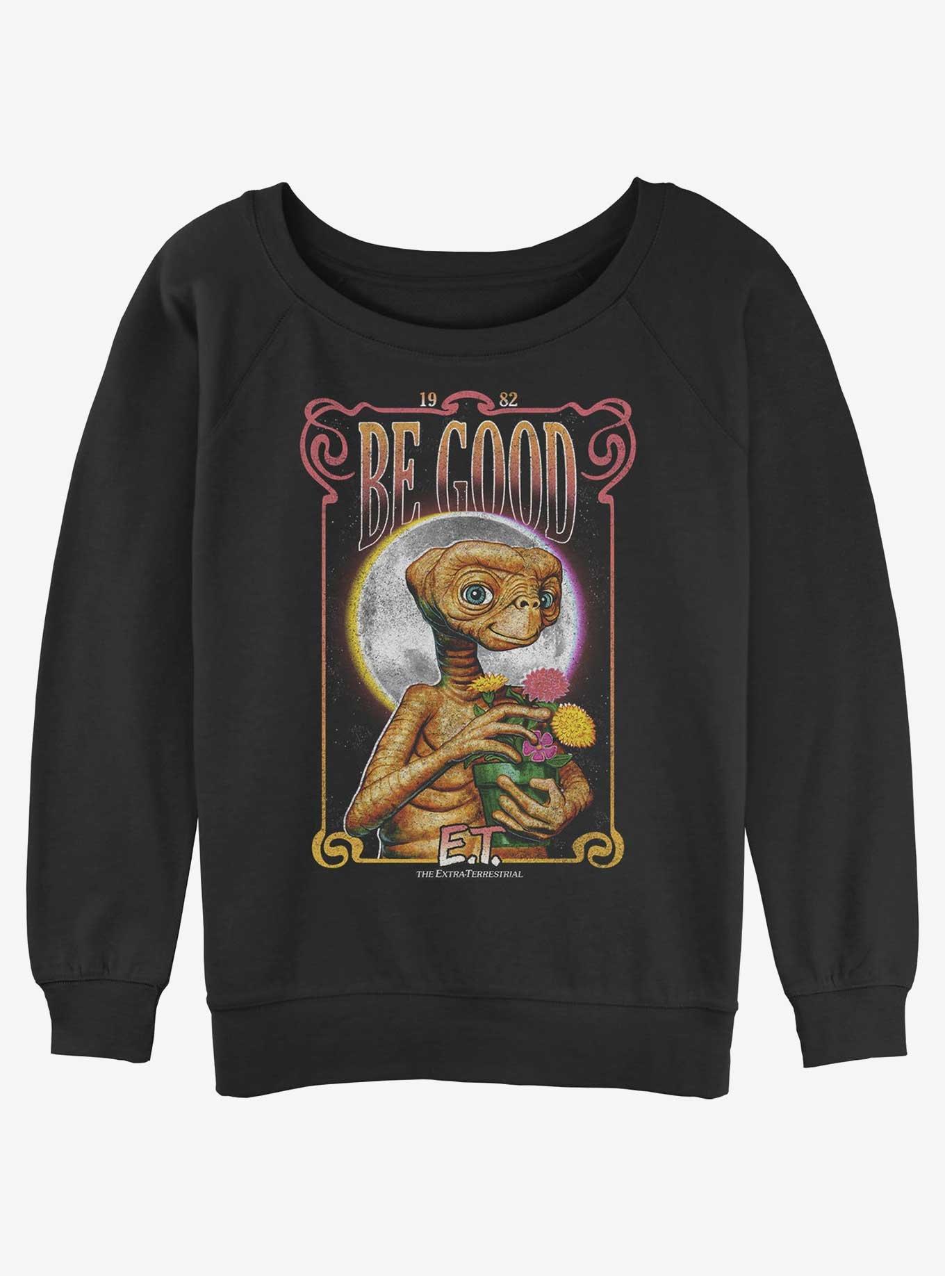 E.T. the Extra-Terrestrial Be Good Womens Slouchy Sweatshirt, BLACK, hi-res