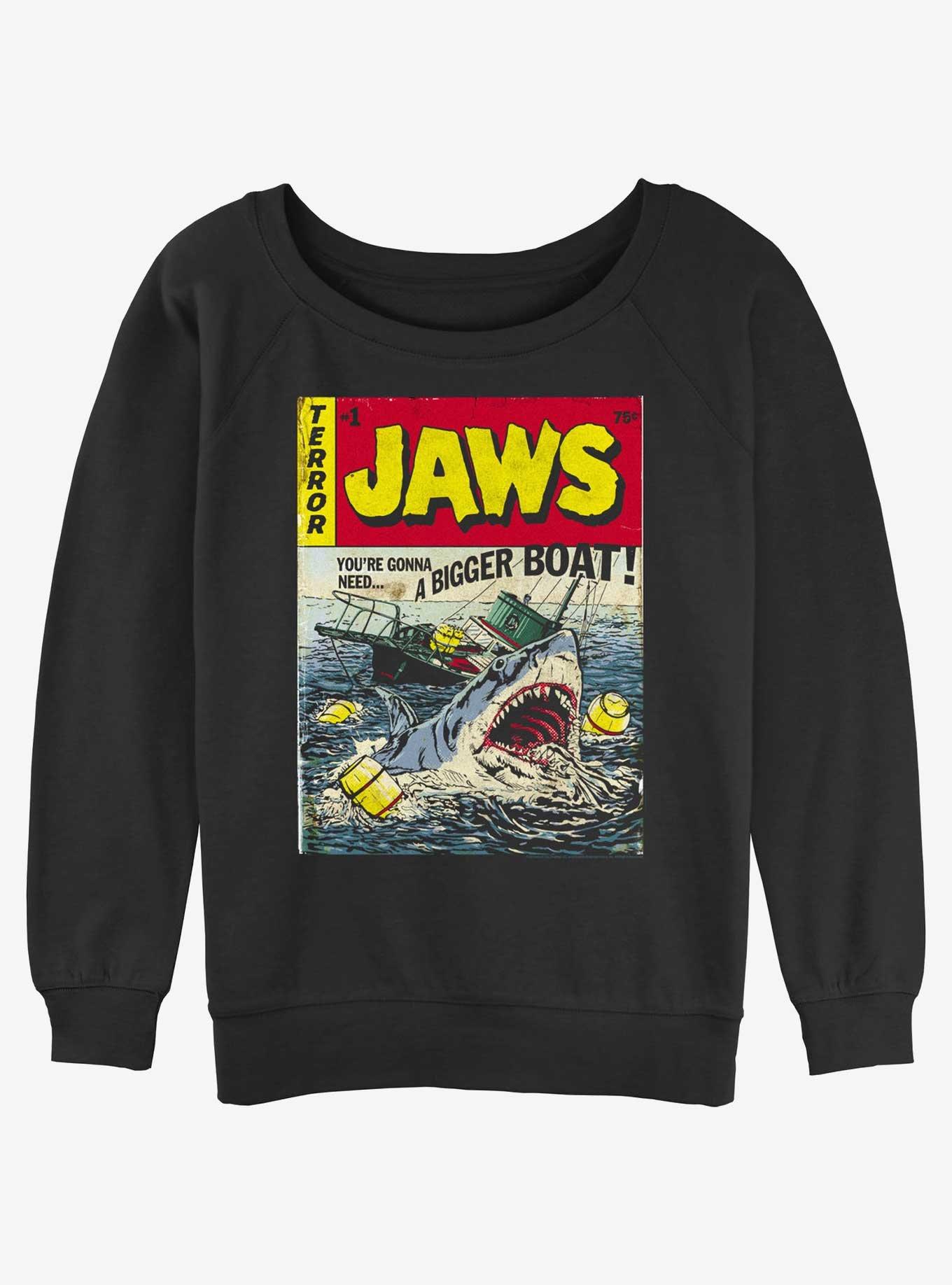 Jaws Shark Attack Need A Bigger Boat Womens Slouchy Sweatshirt, , hi-res