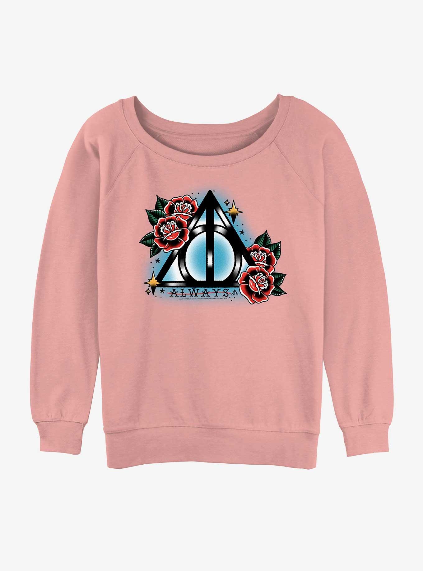 Harry Potter Deathly Hallows Womens Slouchy Sweatshirt, DESERTPNK, hi-res