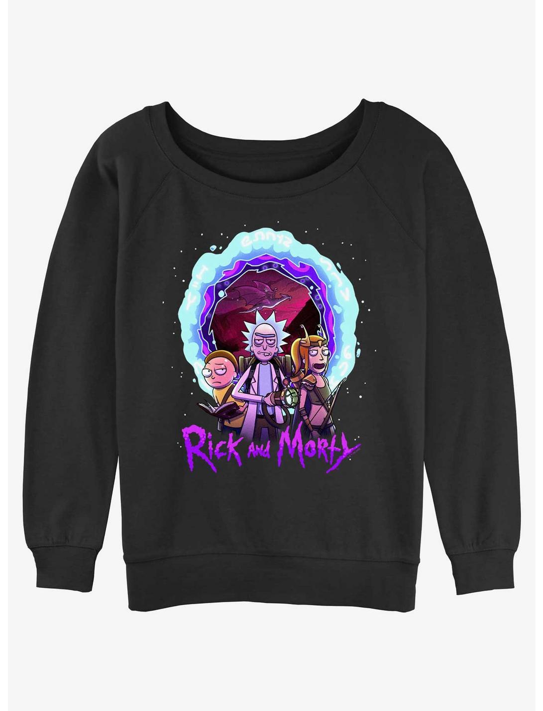 Rick and Morty Portal Rick Womens Slouchy Sweatshirt, BLACK, hi-res