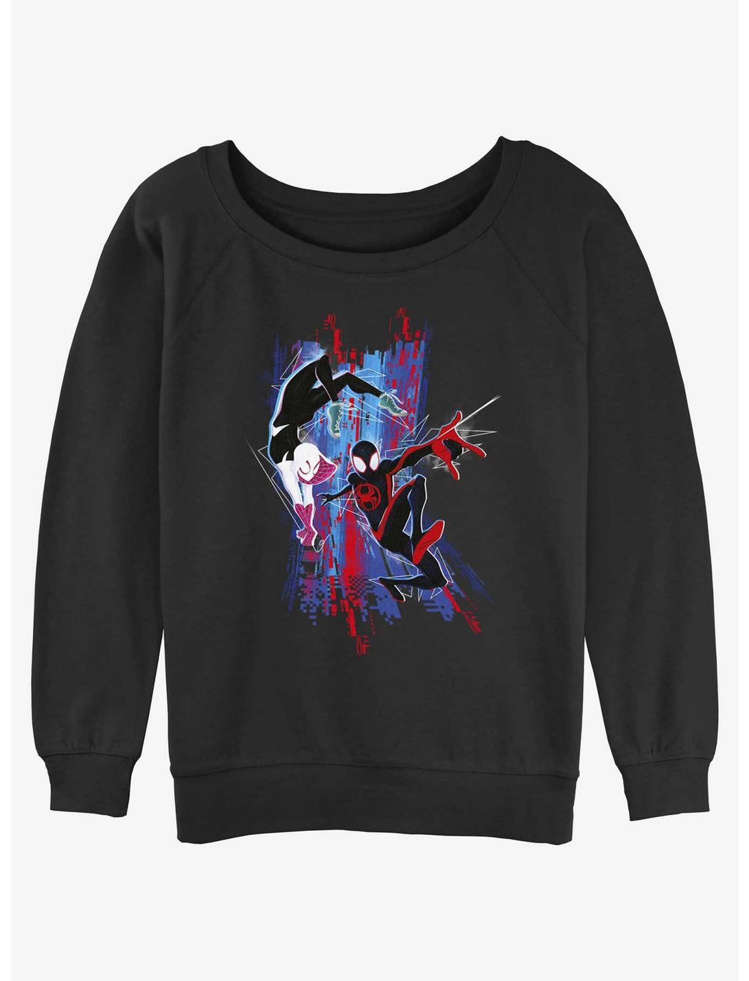 Marvel Spider-Man: Across The Spider-Verse Spider-Gwen and Miles Morales Womens Slouchy Sweatshirt, BLACK, hi-res