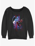 Marvel Spider-Man: Across The Spider-Verse Spider-Gwen and Miles Morales Womens Slouchy Sweatshirt, BLACK, hi-res