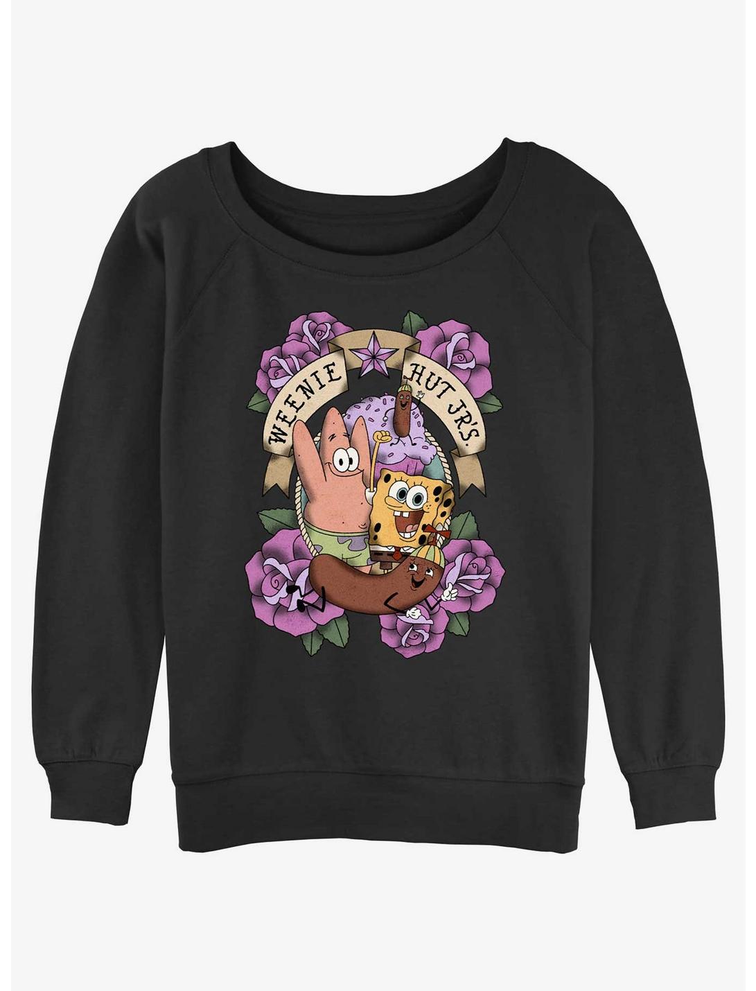 Spongebob Squarepants Weenie Hut Jr's Womens Slouchy Sweatshirt, BLACK, hi-res
