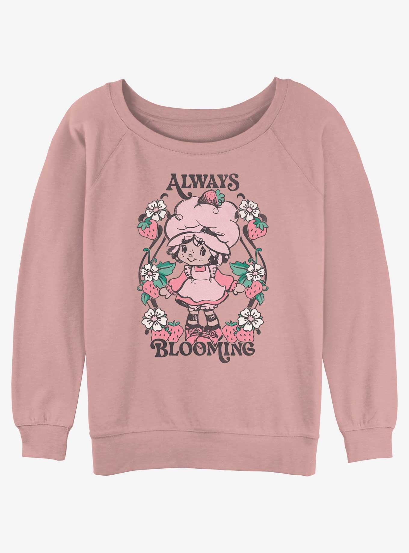 Strawberry Shortcake Always Blooming Womens Slouchy Sweatshirt - PINK