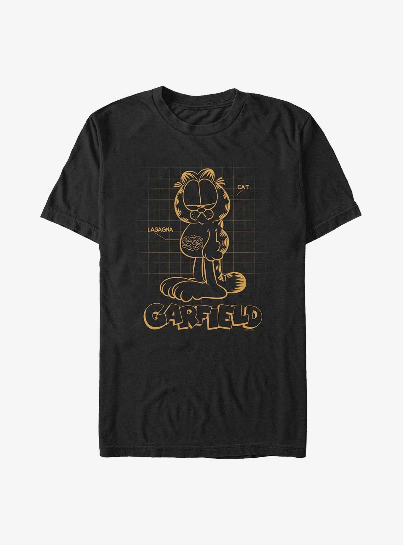 Garfield Cat Schematic Big & Tall T-Shirt, BLACK, hi-res