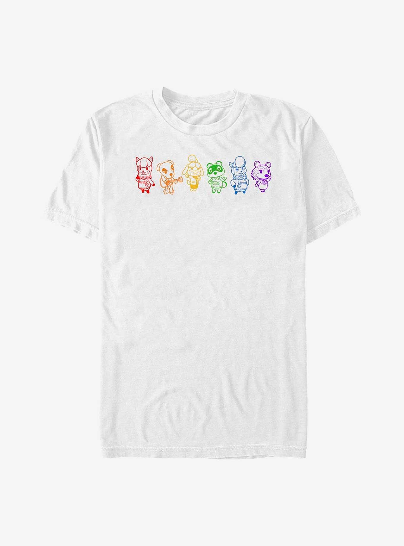Nintendo Animal Crossing Line Art Rainbow Big & Tall T-Shirt, WHITE, hi-res