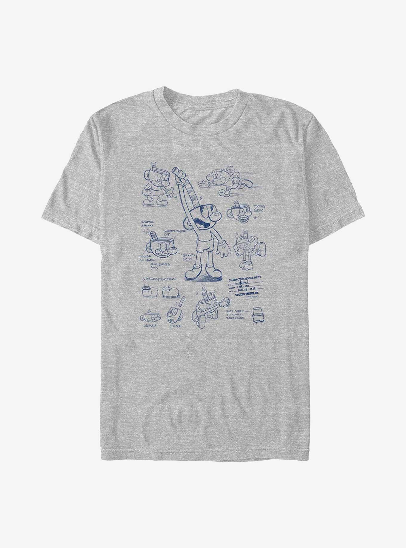 Cuphead Sketchy Mugman Big & Tall T-Shirt, ATH HTR, hi-res