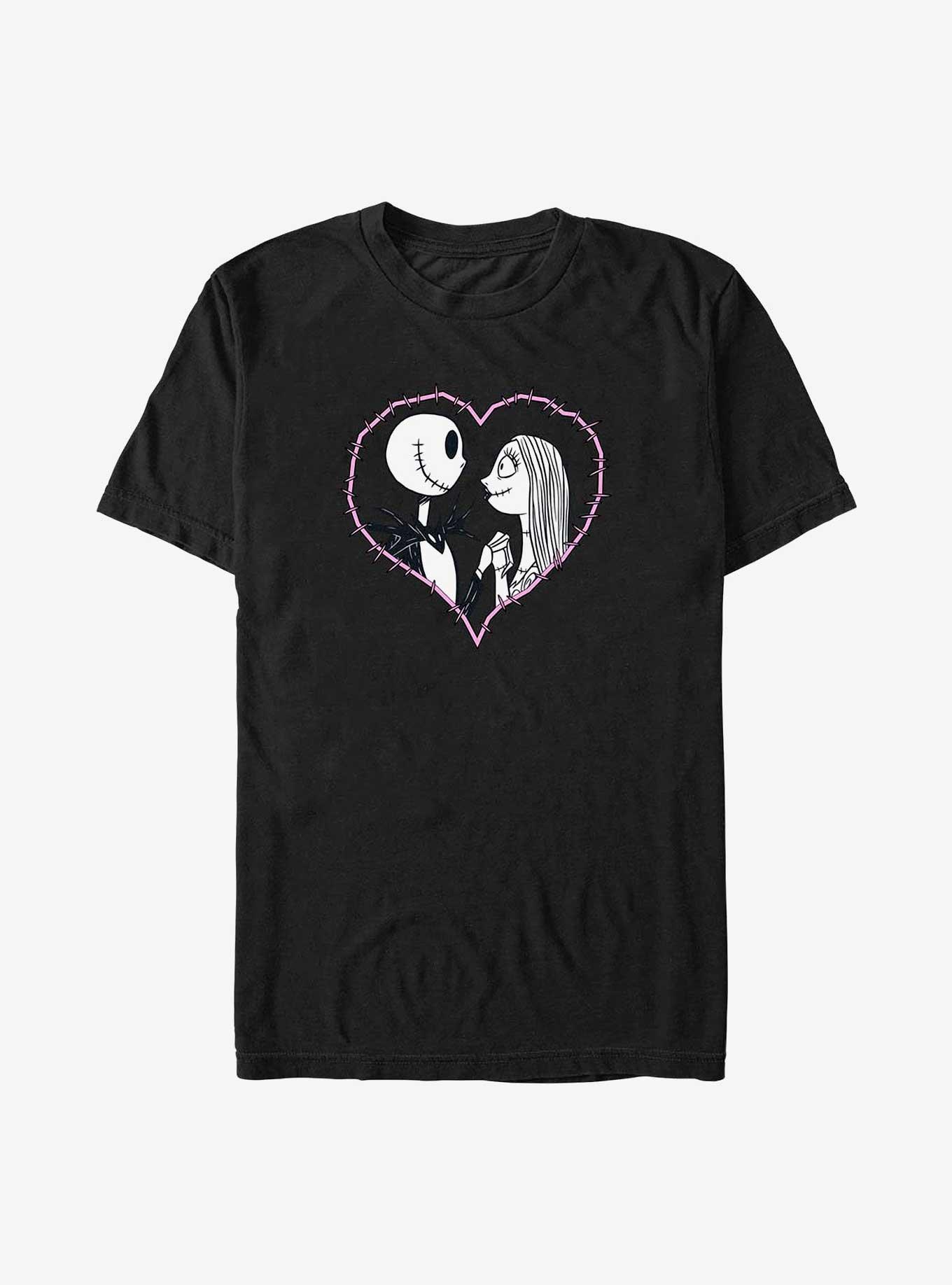 The Nightmare Before Christmas Jack & Sally Heart Stitch Big & Tall T-Shirt, BLACK, hi-res