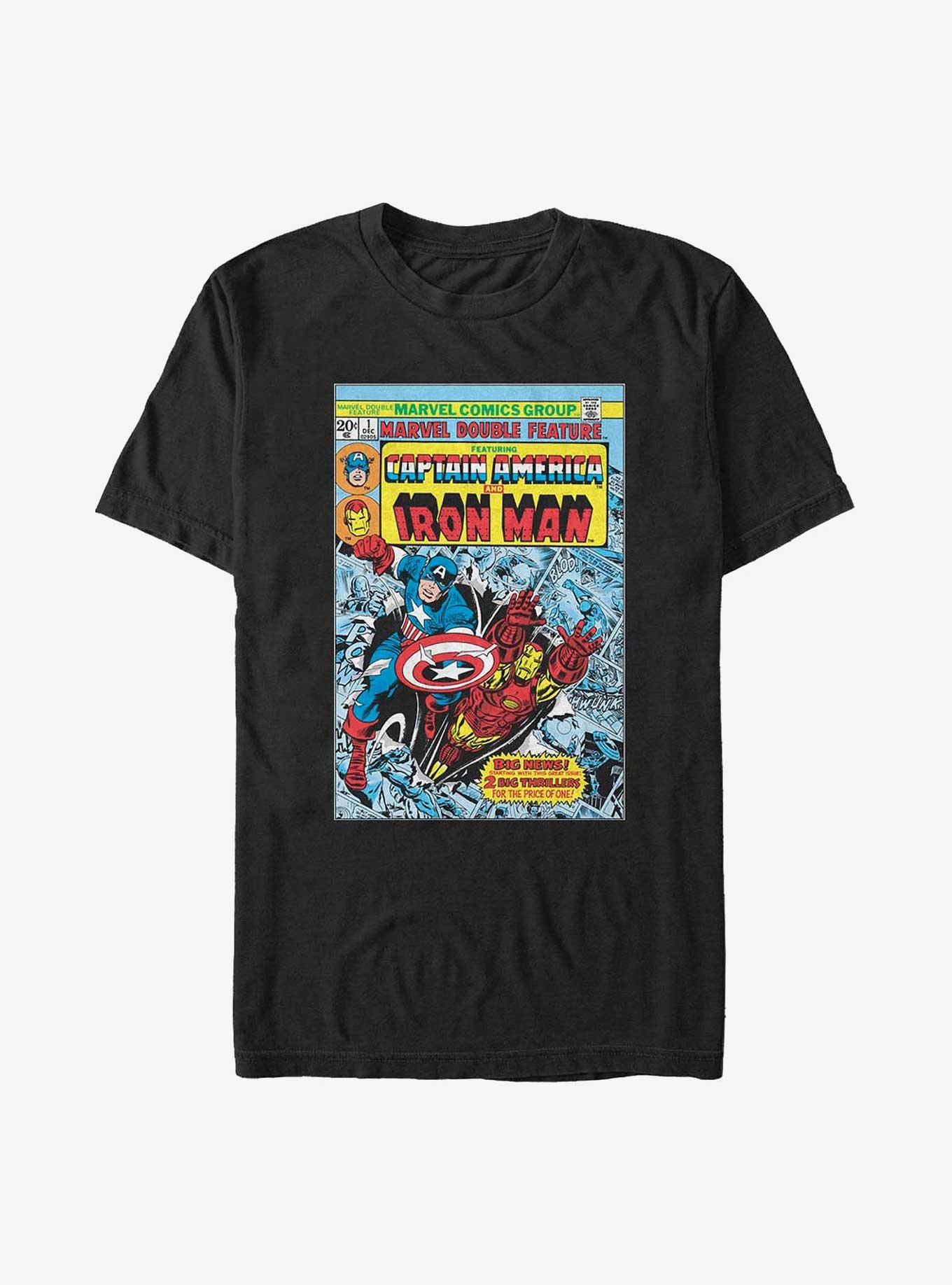 Marvel Avengers Captain America & Iron Man Big & Tall T-Shirt, BLACK, hi-res