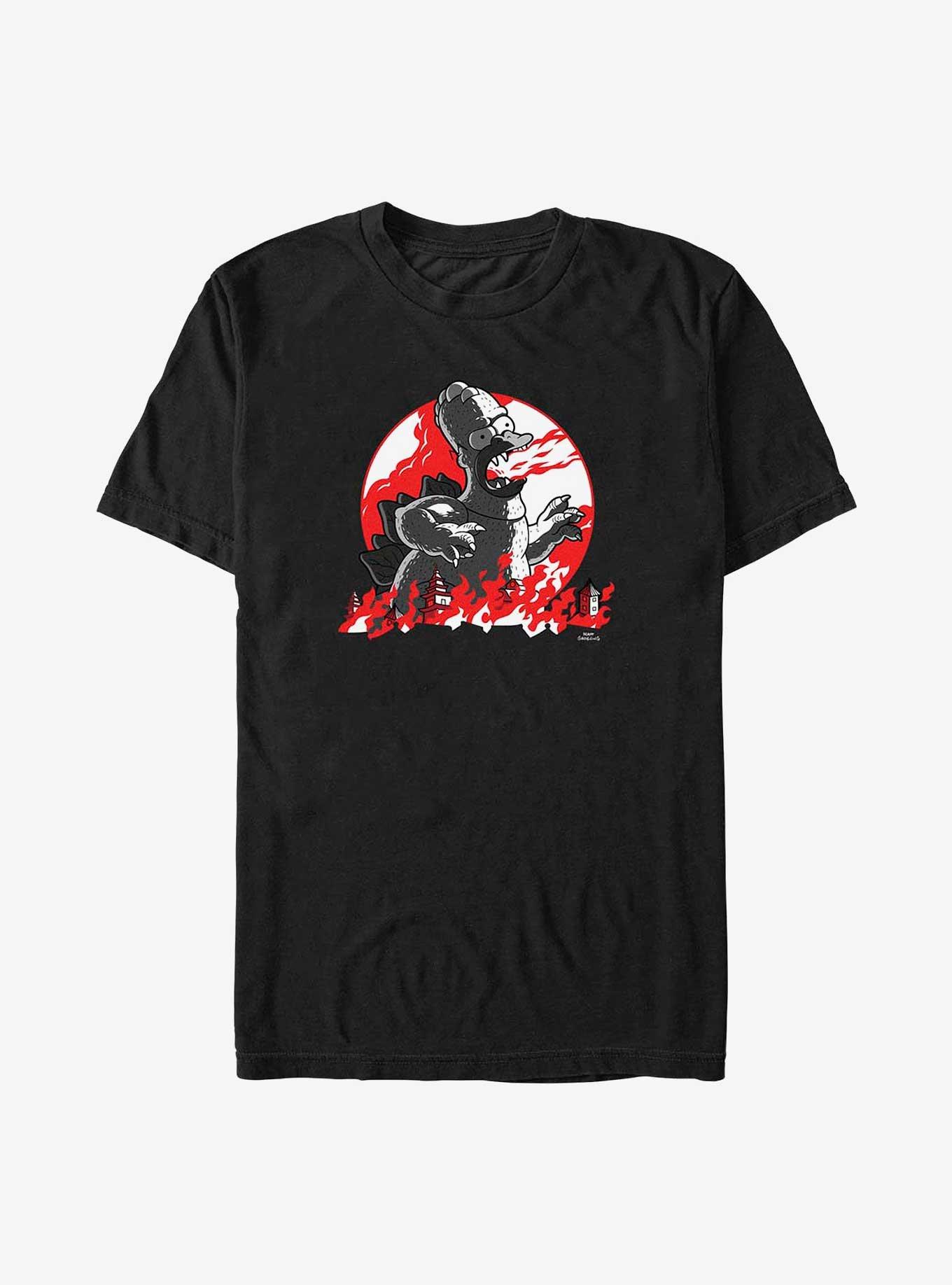 The Simpsons Red Moon Godzilla Homer Big & Tall T-Shirt, BLACK, hi-res