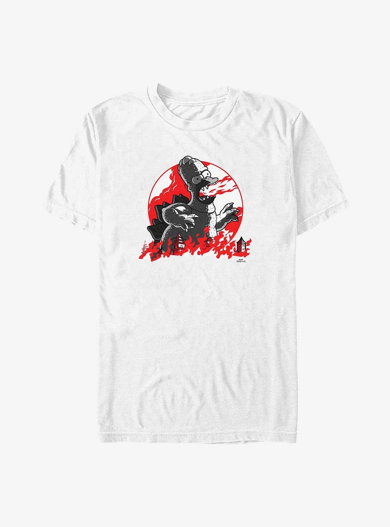 The Simpsons Red Moon Godzilla Homer Big & Tall T-Shirt, WHITE, hi-res