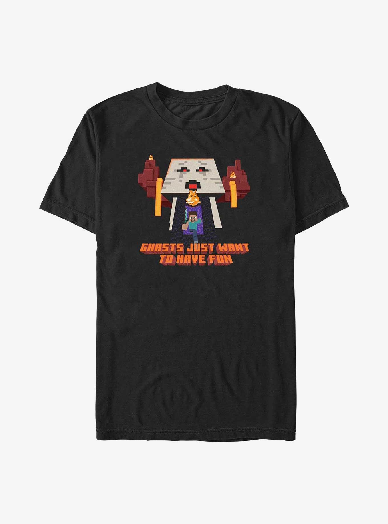 Minecraft Ghasts Just Want To Have Fun Big & Tall T-Shirt, BLACK, hi-res