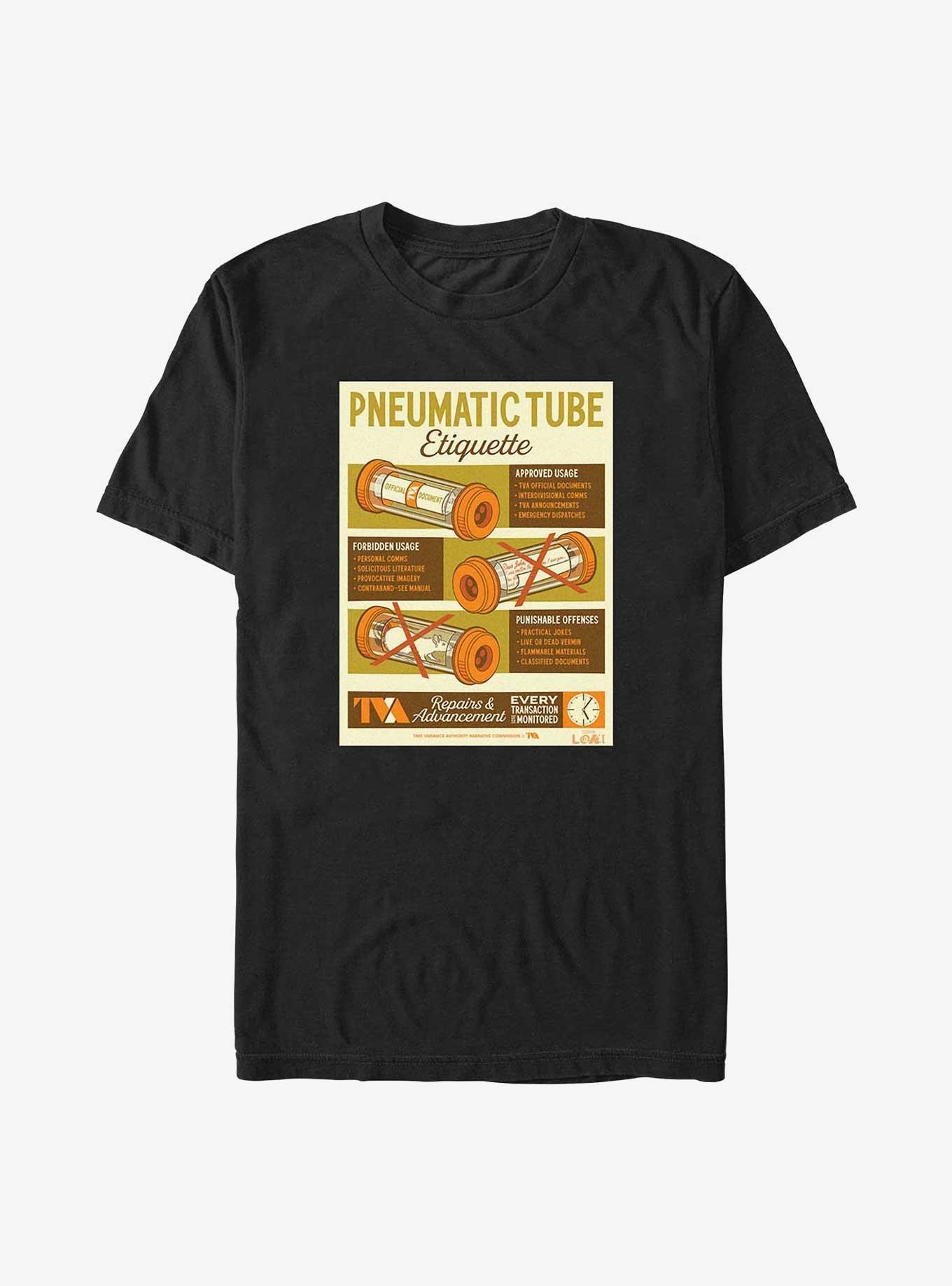 Marvel Loki Pneumatic Tube Infographic Big & Tall T-Shirt, BLACK, hi-res