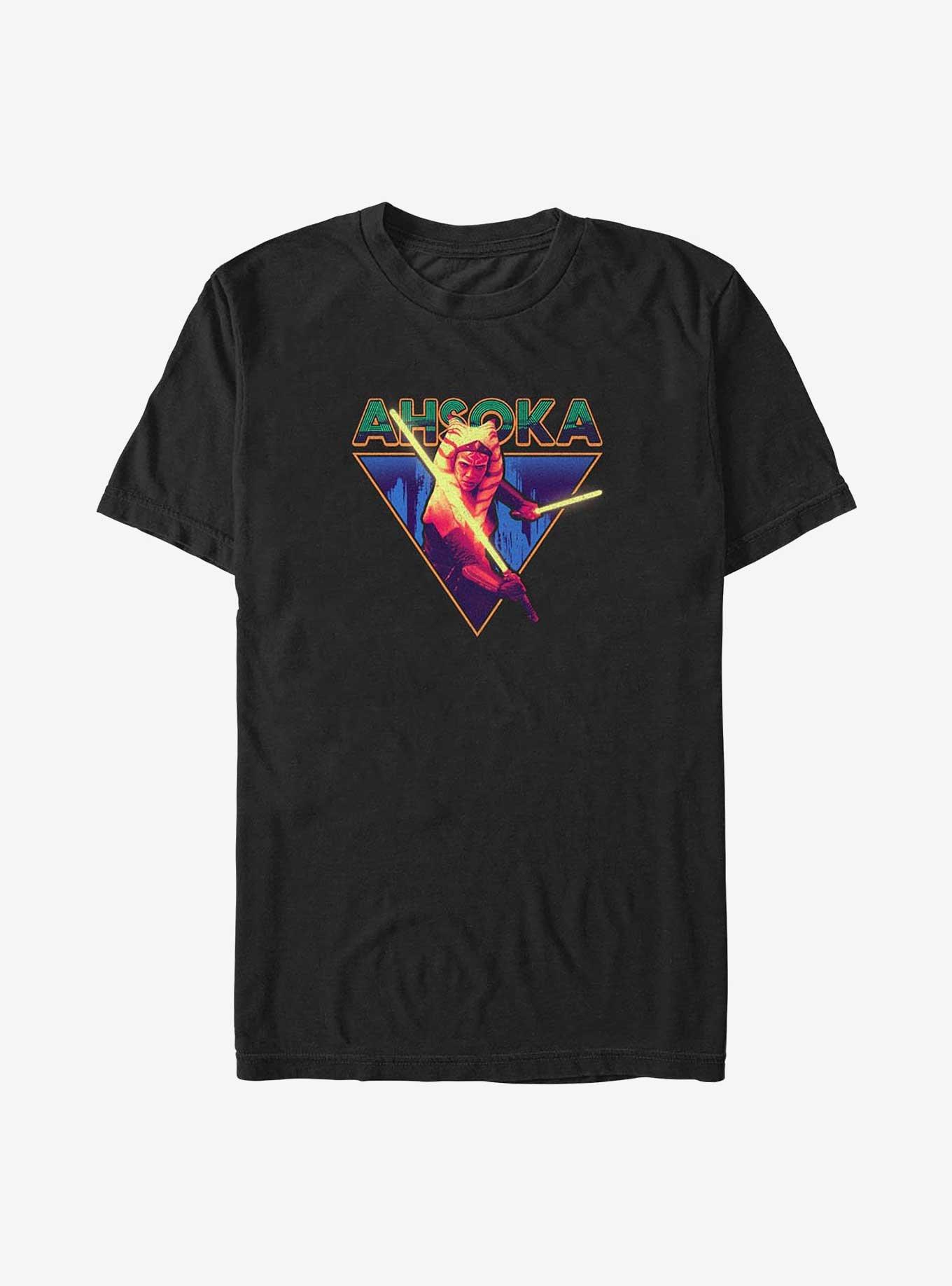 Star Wars Ahsoka Vintage Lightsaber Badge Big & Tall T-Shirt, BLACK, hi-res