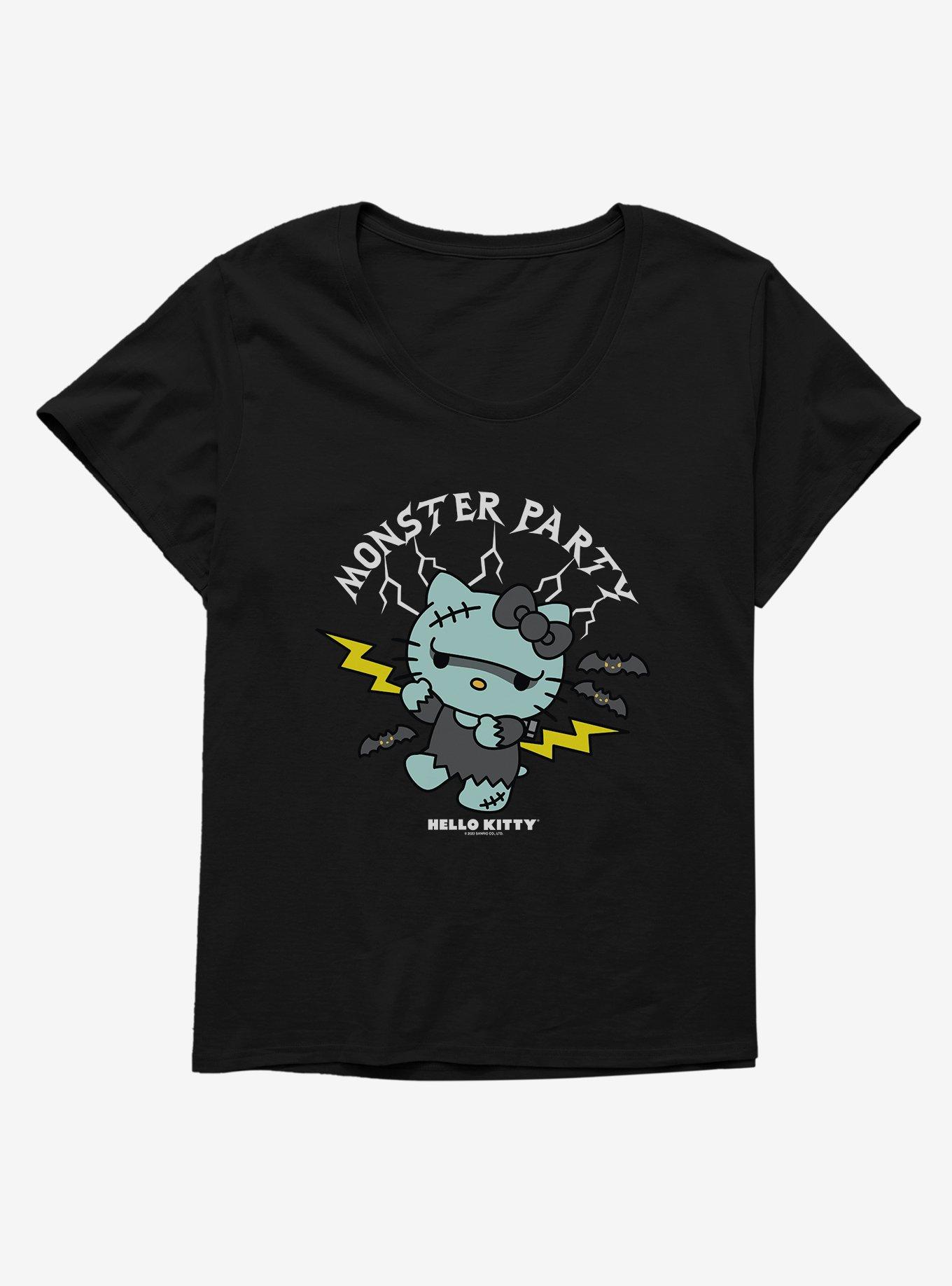 Hello Kitty Monster Party Frankenstein Womens T-Shirt Plus Size, BLACK, hi-res