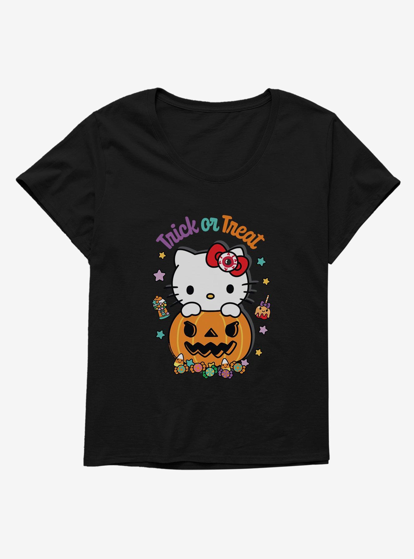 Hello Kitty Trick Or Treat Candy Womens T-Shirt Plus Size, BLACK, hi-res