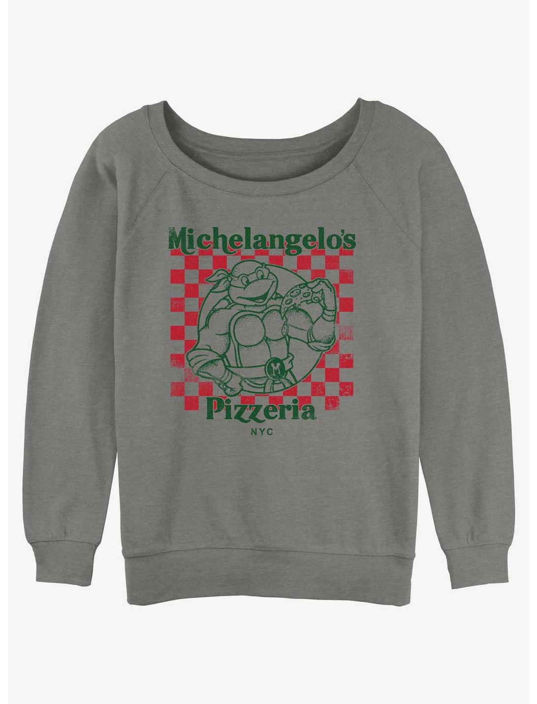 Teenage Mutant Ninja Turtles Michelangelo's Pizzeria Womens Slouchy Sweatshirt, GRAY HTR, hi-res