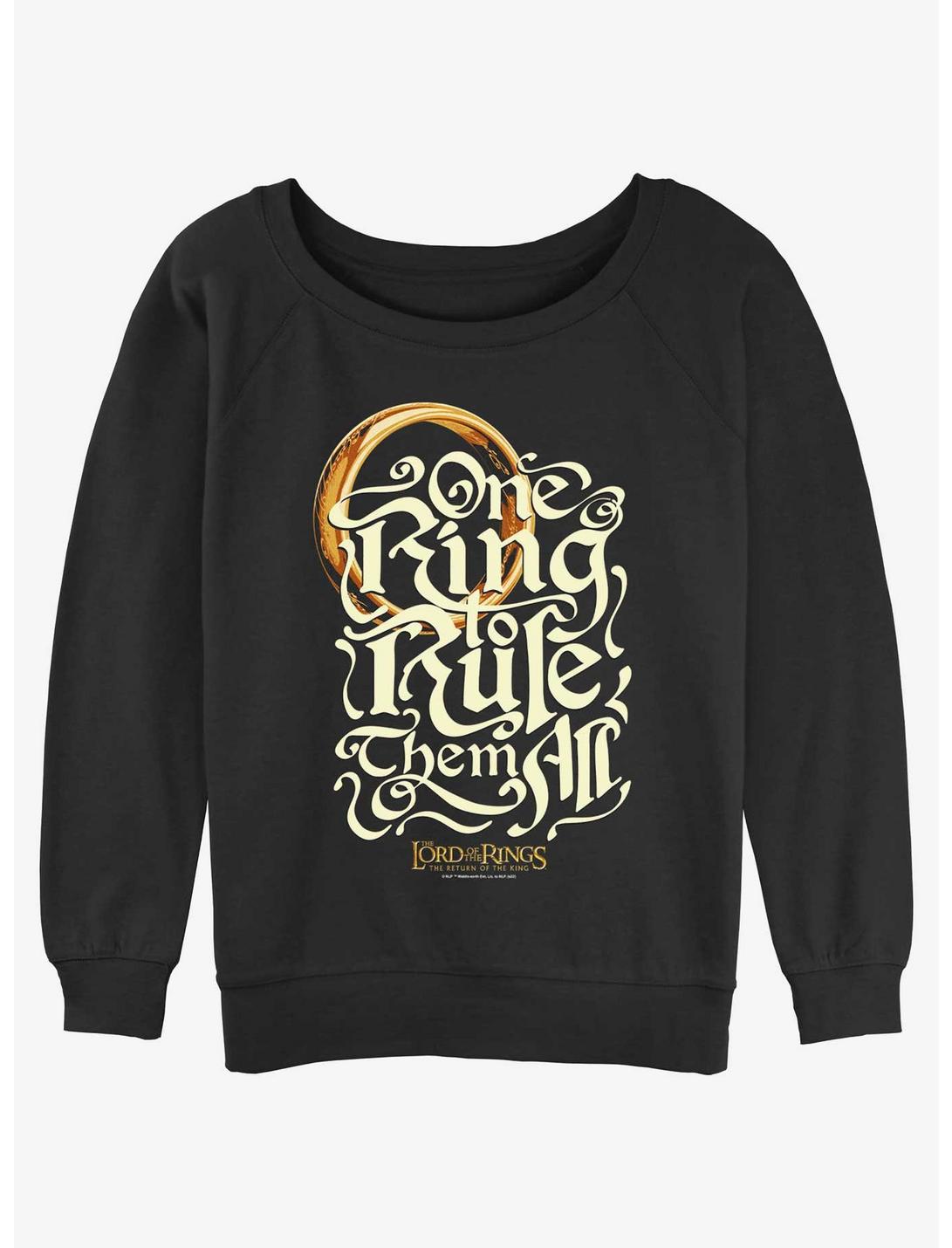 The Lord of the Rings One Ring To Rule Them All Womens Slouchy Sweatshirt, BLACK, hi-res