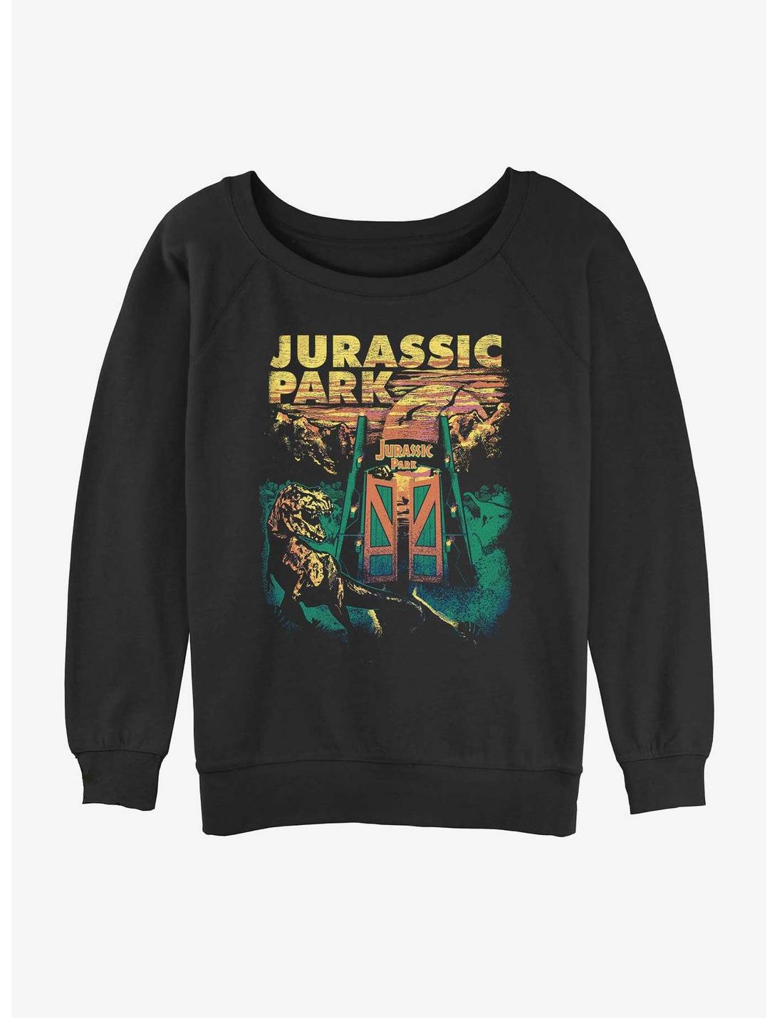 Jurassic Park Natural Parks Womens Slouchy Sweatshirt, BLACK, hi-res