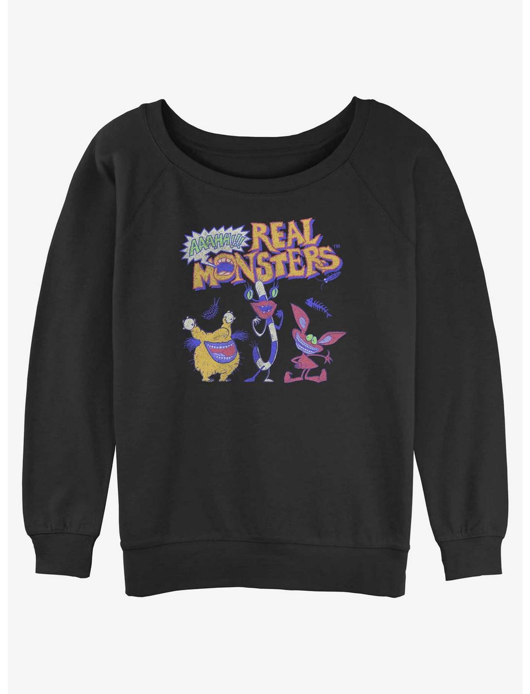 Nickelodeon Real Monsters Womens Slouchy Sweatshirt, BLACK, hi-res