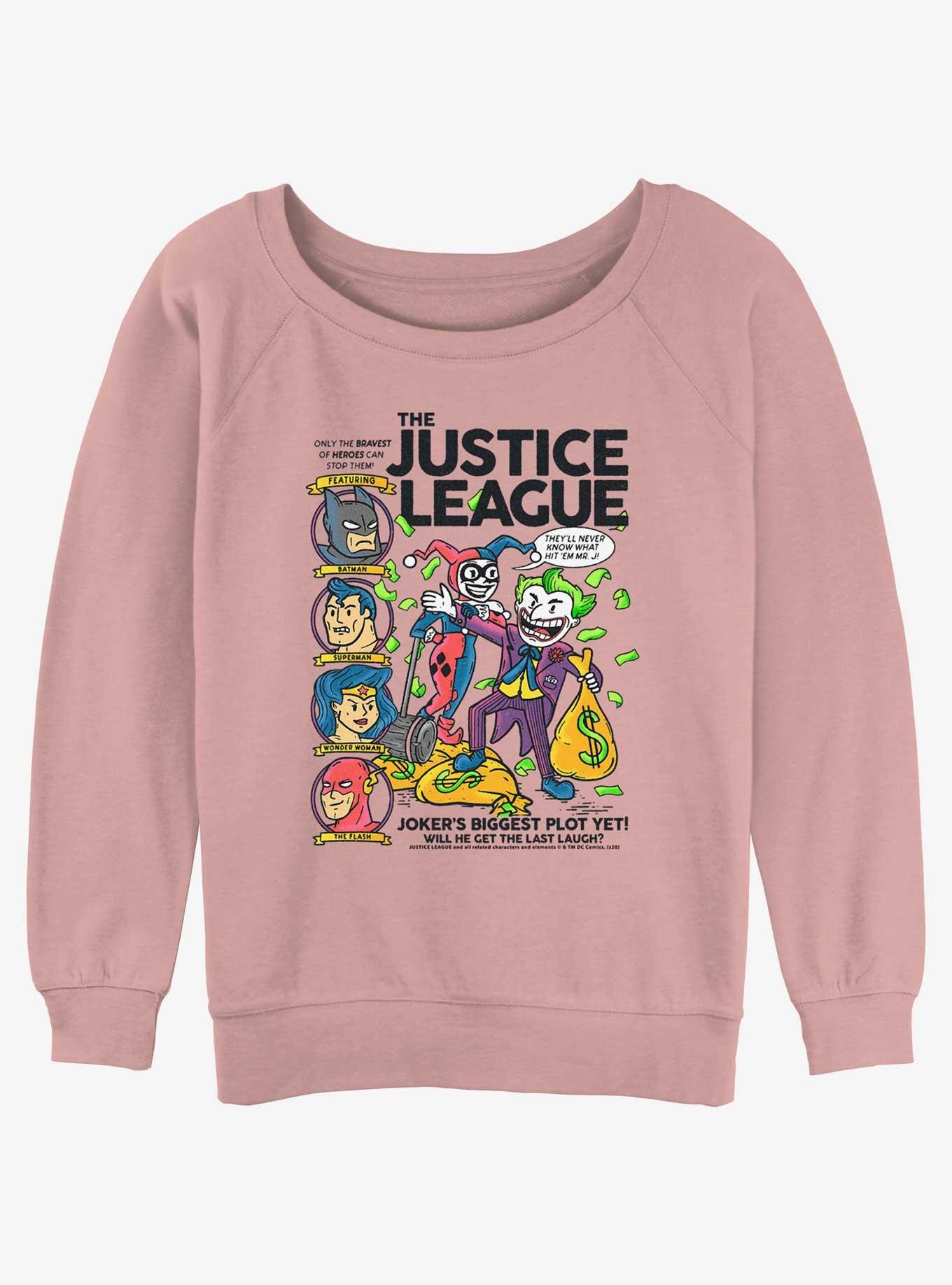 DC Joker Cartoon Cover Womens Slouchy Sweatshirt, DESERTPNK, hi-res
