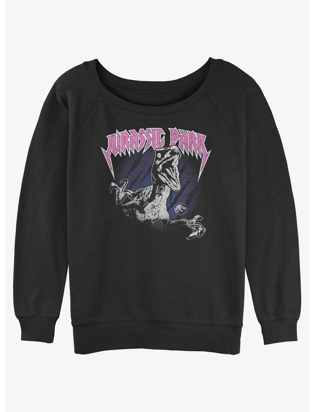 Jurassic Park Metal Raptor Womens Slouchy Sweatshirt, BLACK, hi-res
