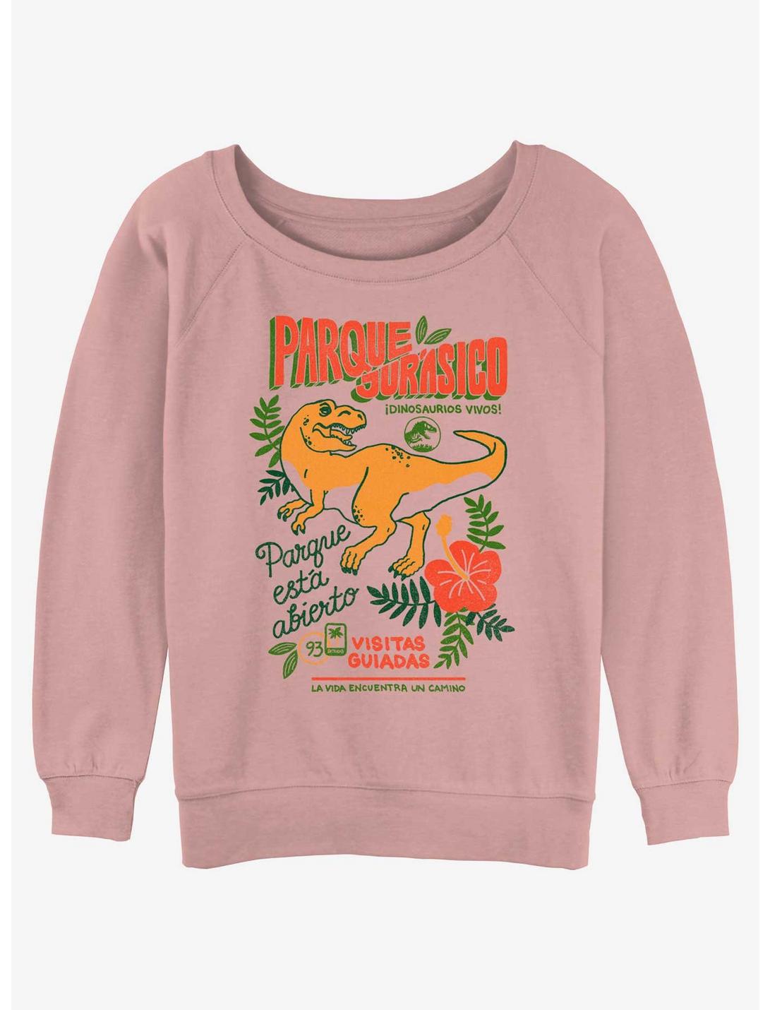 Jurassic Park Vacation Dinos Womens Slouchy Sweatshirt, DESERTPNK, hi-res