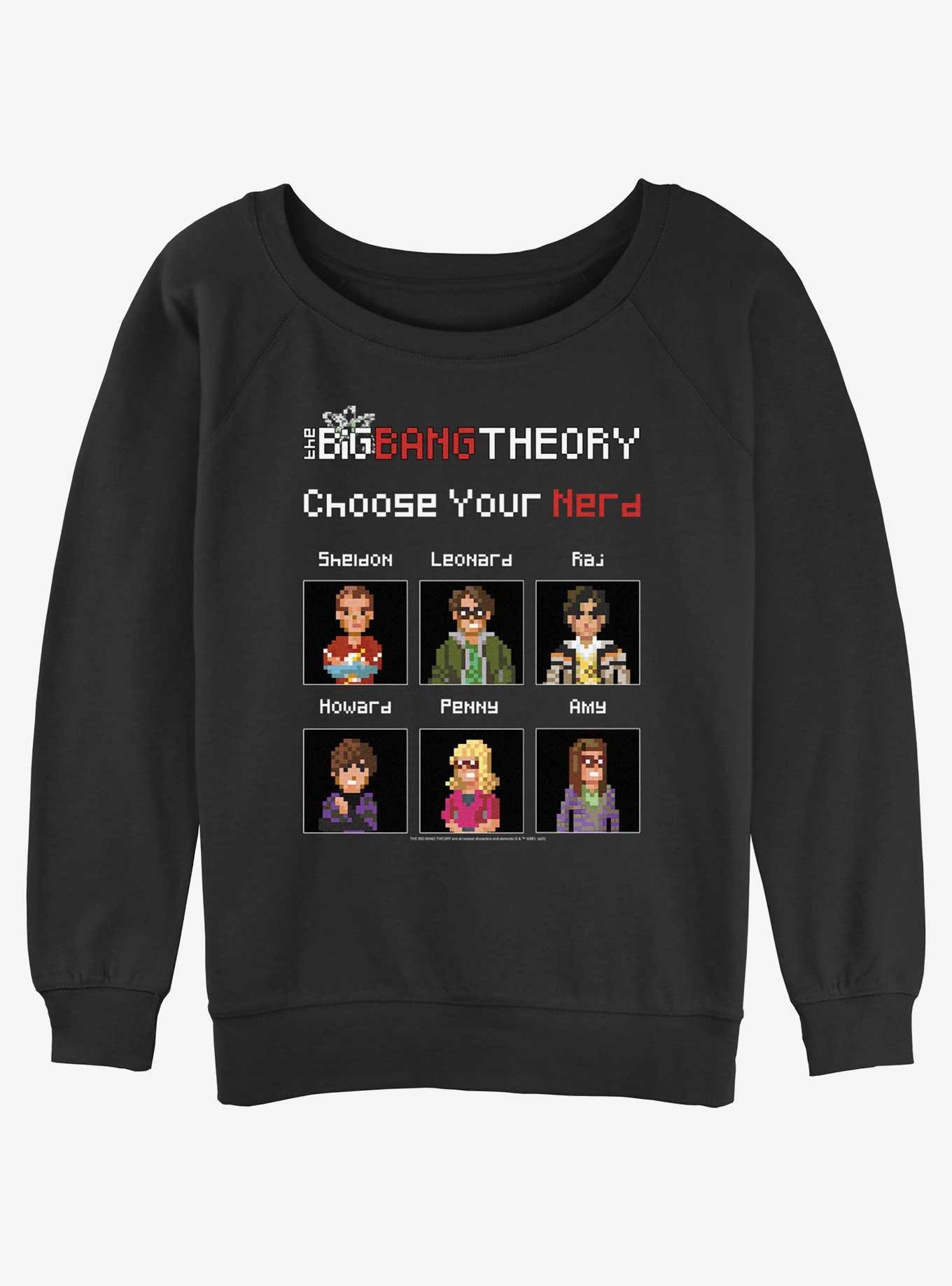 The Big Bang Theory Choose Your Nerd Womens Slouchy Sweatshirt, BLACK, hi-res