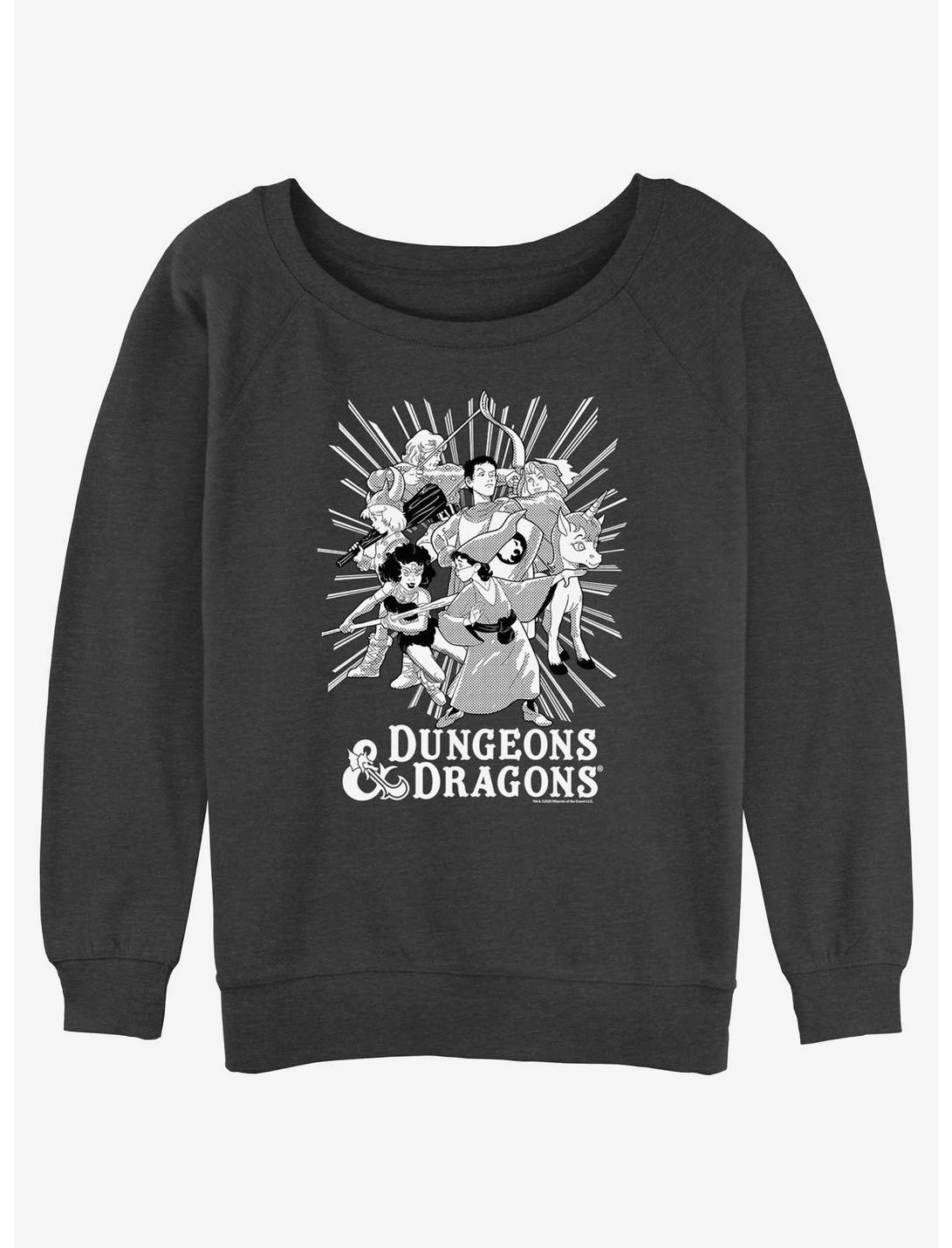Dungeons & Dragons Group Ray Womens Slouchy Sweatshirt, CHAR HTR, hi-res