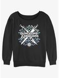 Dungeons & Dragons Decorative Crossed Weapons Logo Womens Slouchy Sweatshirt, BLACK, hi-res