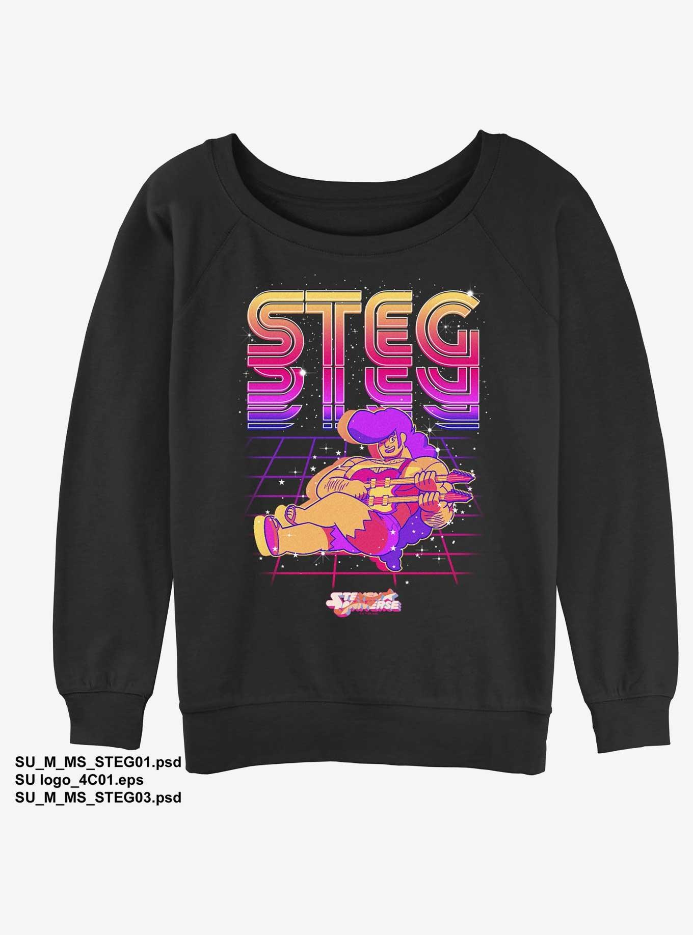 Steven Universe V Wave Steg Womens Slouchy Sweatshirt, BLACK, hi-res
